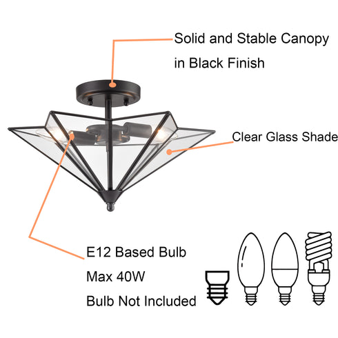 Farmhouse Ceiling Light Black Flush Mount Light Fixtures Glass Ceiling